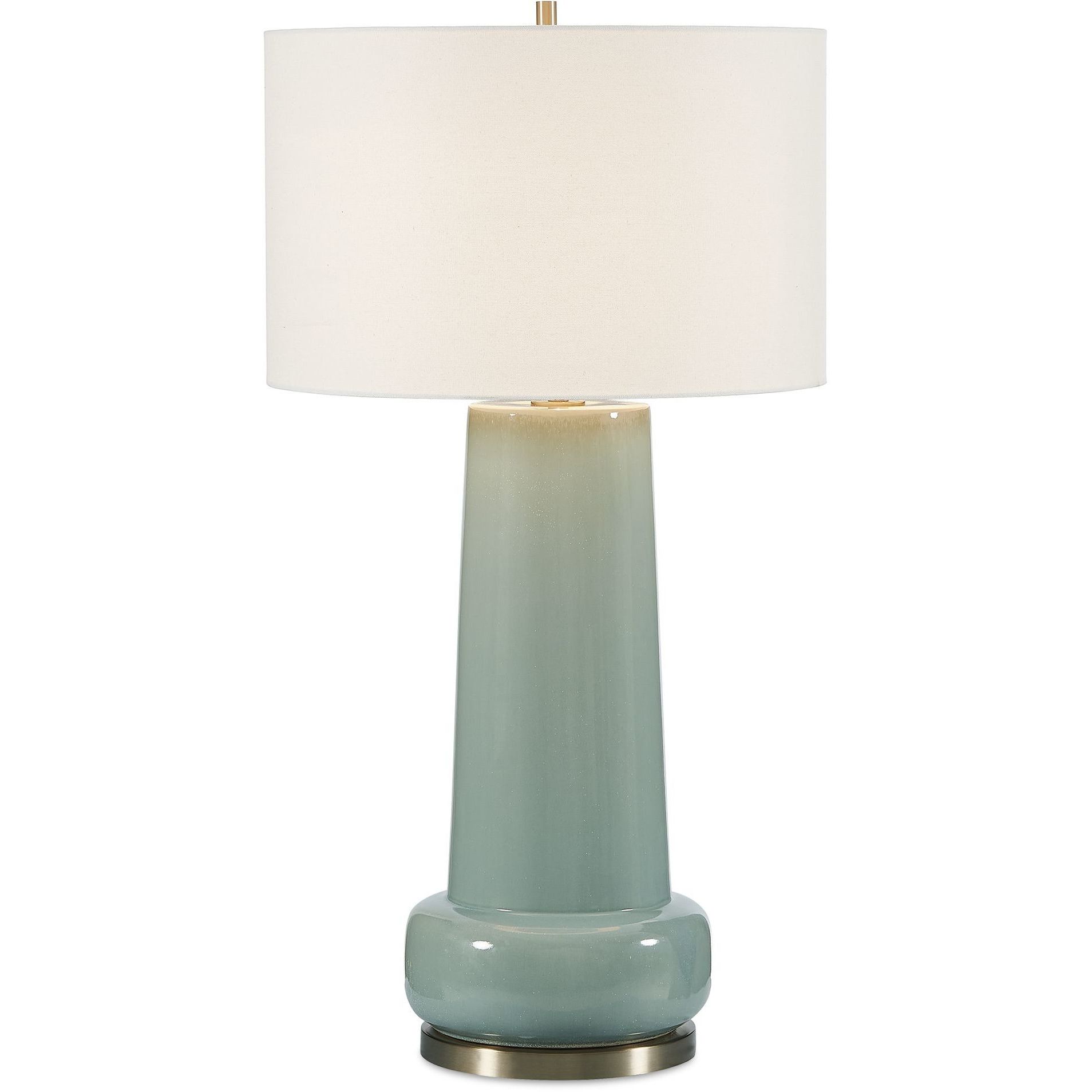 Claudin 37.75 inch 150 watt Glossy Aqua Blue Glaze and Antique Brass Table Lamp Portable Light